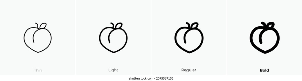 peach icon. Thin, Light Regular And Bold style design isolated on white background