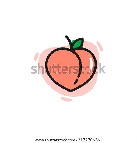 Peach icon. Vector fruit simple icon design on white background.