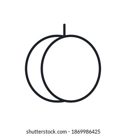 Peach icon. Vector linear icon, contour, shape, outline isolated on a white background. Thin line. Modern minimalistic design. Fruits.