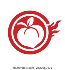 peach icon welcomes the chinese year of the fire horse