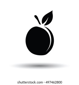 Peach icon. White background with shadow design. Vector illustration.