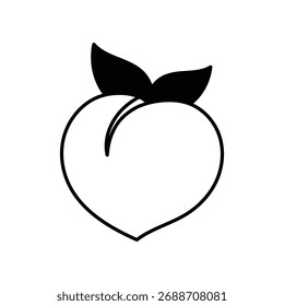 Icono de melocotón con Vector de fondo blanco