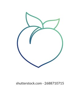 Icono de melocotón con Vector de fondo blanco