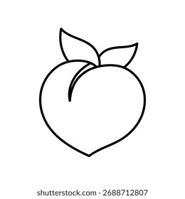 Icono de melocotón con Vector de fondo blanco