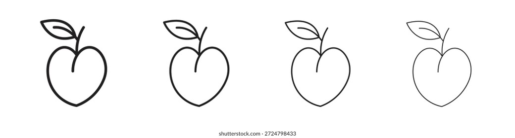 Colección de Vector de línea de iconos de melocotón. Icono de Vector perfecto de píxeles