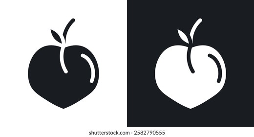 Peach icons set vectors black and colored style