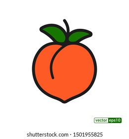 Peach icon,vector illustration. Flat design style. vector peach icon illustration isolated on White background, peach icon Eps10. peach icons graphic design vector symbols.