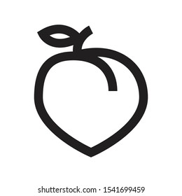 Peach icon,vector illustration. Flat design style. vector peach icon illustration isolated on White background, peach icon Eps10. peach icons graphic design vector symbols