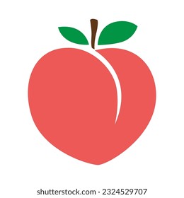 Peach icon,vector illustration flat design style isolated on white background eps10
