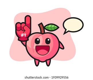 Peach illustration cartoon with number 1 fans glove