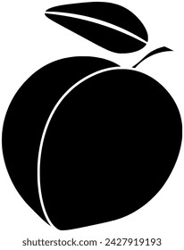 peach illustration food icon of fruit logo fresh vector tree flower or branch nature plant garden blossom natural botanical green juicy harvest nectarine ripe orange vitamin healthy spring graphic