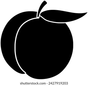 peach illustration food icon of fruit logo fresh vector tree flower or branch nature plant garden blossom natural botanical green juicy harvest nectarine ripe orange vitamin healthy spring graphic