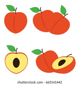 Peach Illustration Fruit Vector Design Stock Image Set