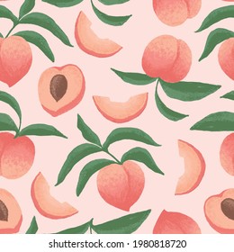 Peach Illustration Seamless Pattern Design