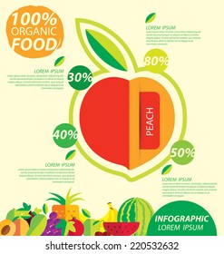 peach, infographics. fruits vector illustration.