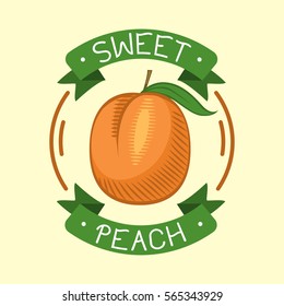 Peach isolated badge vector illustration.