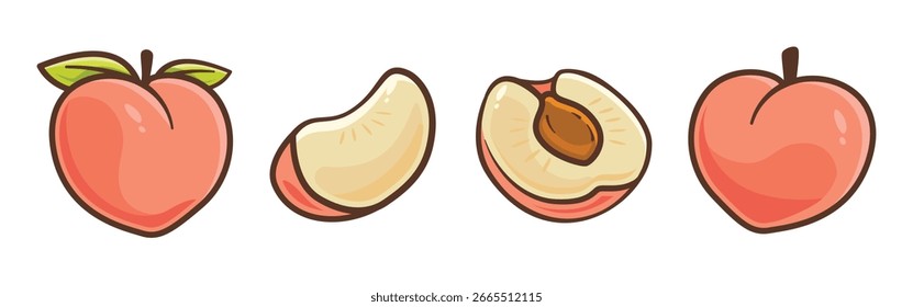 Melocotón aislado Clipart Vector de frutas ilustración por Kemalmoe