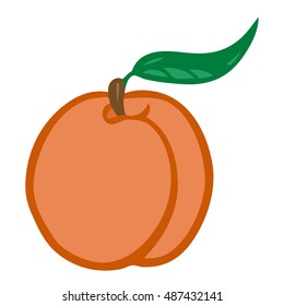 Peach. Isolated object. Flat vector image.