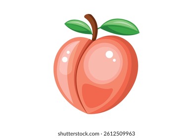 Peach isolated on a white background. Fruit peach illustration.
