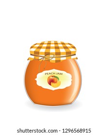 Peach jam jar. vector illustration