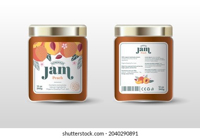 Peach Jam Label Jar Packaging Whole Stock Vector (Royalty Free ...