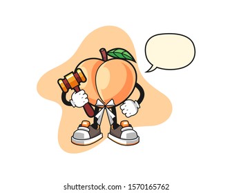 Peach judge with speech bubble cartoon. Mascot Character vector.