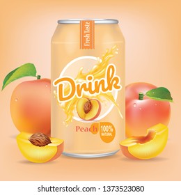 Peach juice can. vector illustration - Vector