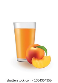 Peach juice in a glass, vector