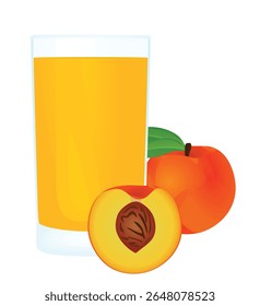 Peach juice in a glass, vector	