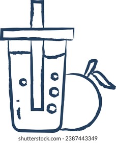 Peach Juice hand drawn vector illustration
