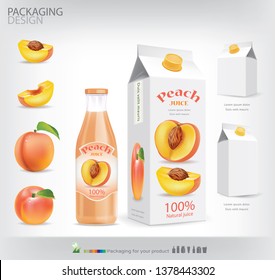 Peach juice packaging.illustration vector