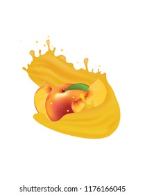 Peach juice splash. vector illustration