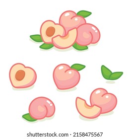 Peach Kawaii Doodle Flat Vector Illustration