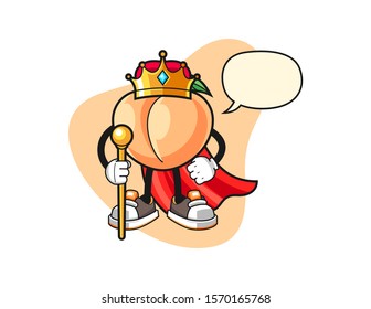 Peach king with speech bubble cartoon. Mascot Character vector.