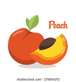 peach with leaf isolated on white background