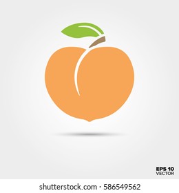 Peach and leaf vector icon
