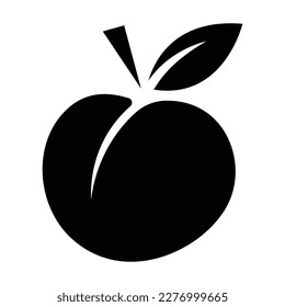 Peach with leaf vector icon design. Fruit flat icon.