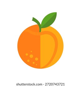 Melocotón con hoja - Ilustración vectorial