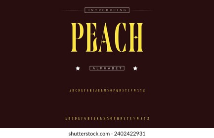 Peach Lettering Minimalist Fashion. Elegant alphabet letters serif font and number. Typography fonts regular uppercase, lowercase.