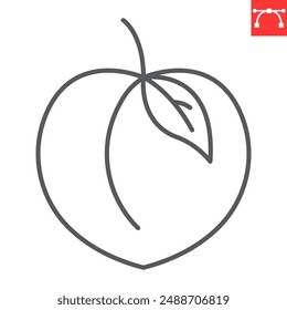 Peach line icon, fresh and fruit, peach vector icon, vector graphics, editable stroke outline sign, eps 10