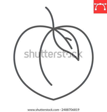 Peach line icon, fresh and fruit, peach vector icon, vector graphics, editable stroke outline sign, eps 10