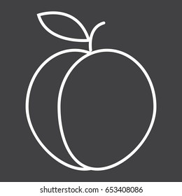 Peach line icon, fruit and diet, vector graphics, a linear pattern on a black background, eps 10.