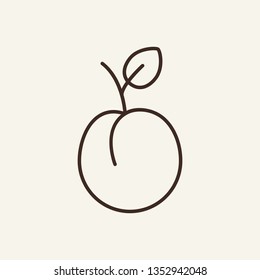 Peach line icon. Nectarine, leaf, fresh. Fruit concept. Can be used for topics like harvest, blooming, eating