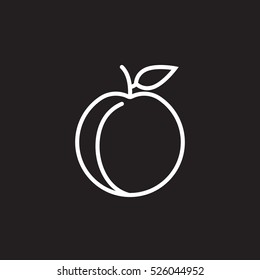 Peach Line Icon, Outline Vector Sign, Linear Pictogram Isolated On Black. Logo Illustration