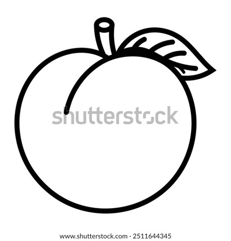 Peach line vector icon. Fruit or nectarine with leaf for food apps and websites.
