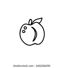 Peach line vector illustration. Outline fruit icon. 