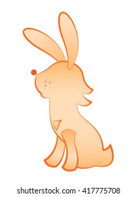 Peach linear isolated rabbit on a white background.