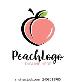 Peach Logo Design. Simple and Modern. Vector illustration