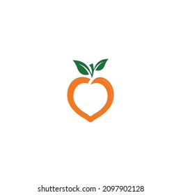 Peach logo fruit vector icon
