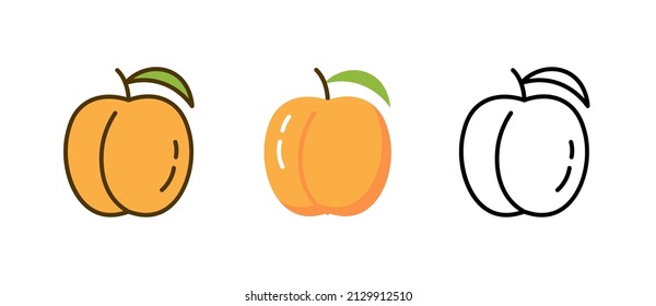 Peach logo line icon vector juicy symbol illustration design. Tropical peach icon logo line pictogram